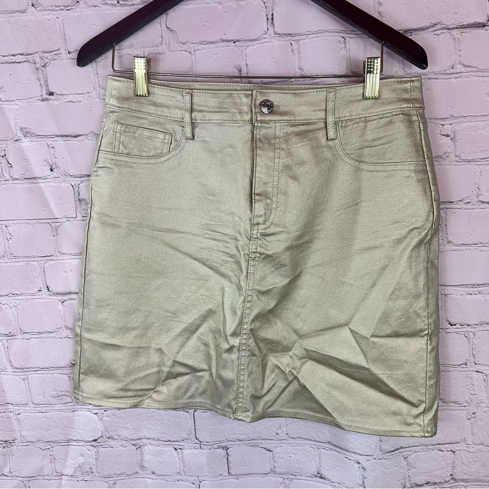 Marc New York metallic gold coated denim Jean mini skirt womens 12 festival